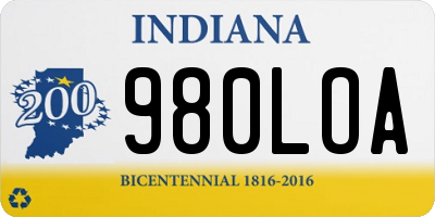 IN license plate 980LOA