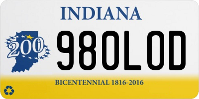 IN license plate 980LOD