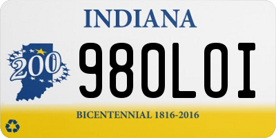 IN license plate 980LOI