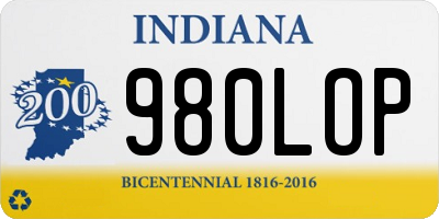 IN license plate 980LOP