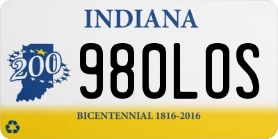 IN license plate 980LOS