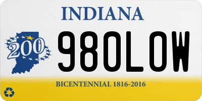 IN license plate 980LOW
