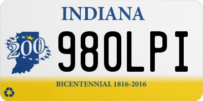 IN license plate 980LPI