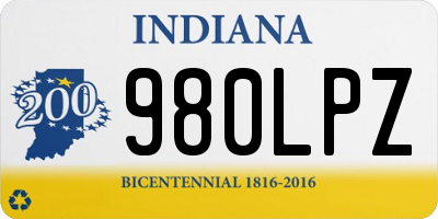 IN license plate 980LPZ