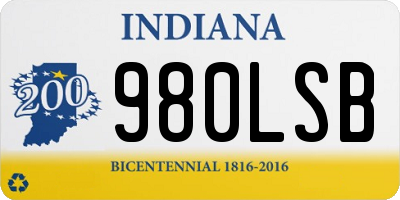 IN license plate 980LSB