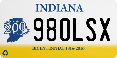 IN license plate 980LSX