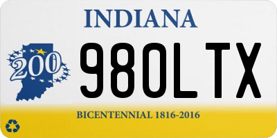 IN license plate 980LTX