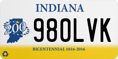 IN license plate 980LVK