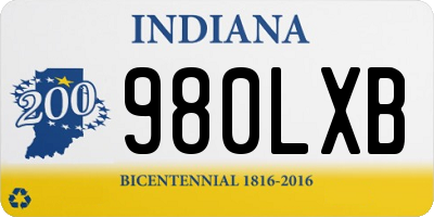 IN license plate 980LXB
