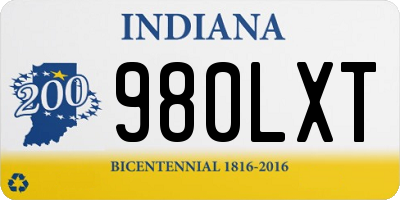 IN license plate 980LXT