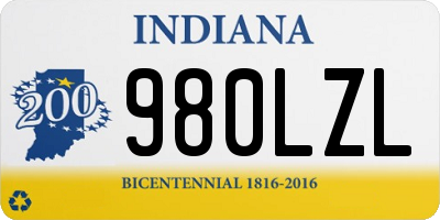 IN license plate 980LZL