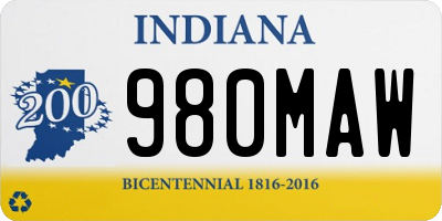 IN license plate 980MAW