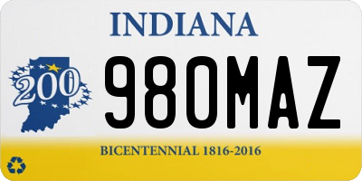 IN license plate 980MAZ