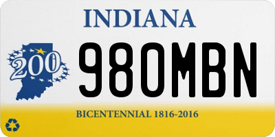 IN license plate 980MBN