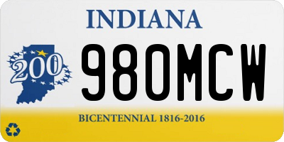 IN license plate 980MCW