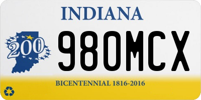 IN license plate 980MCX