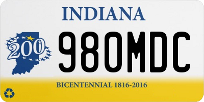 IN license plate 980MDC