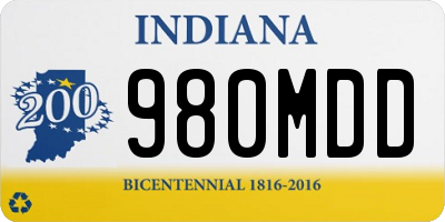 IN license plate 980MDD