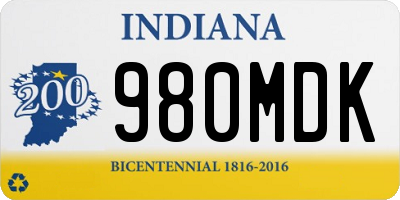 IN license plate 980MDK