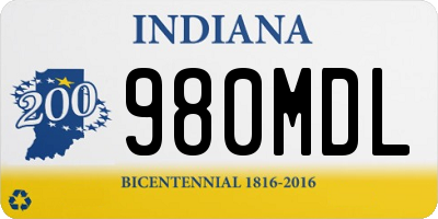 IN license plate 980MDL