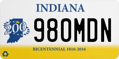 IN license plate 980MDN