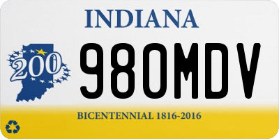 IN license plate 980MDV