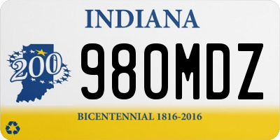 IN license plate 980MDZ