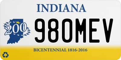 IN license plate 980MEV