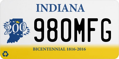 IN license plate 980MFG