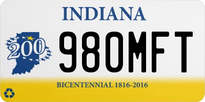 IN license plate 980MFT