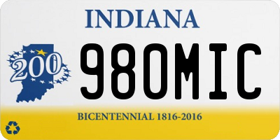 IN license plate 980MIC