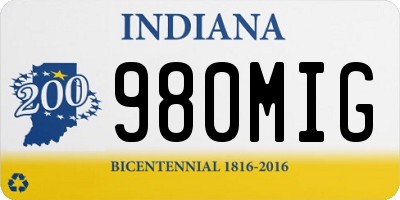IN license plate 980MIG