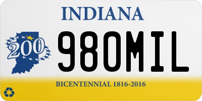 IN license plate 980MIL