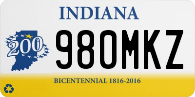IN license plate 980MKZ