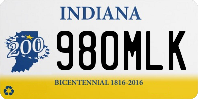 IN license plate 980MLK