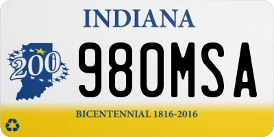 IN license plate 980MSA