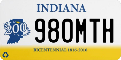 IN license plate 980MTH