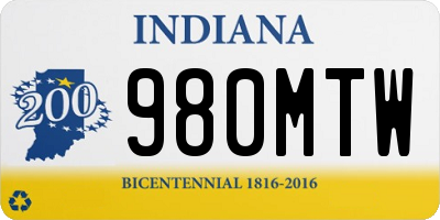 IN license plate 980MTW
