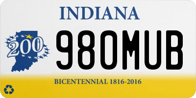 IN license plate 980MUB