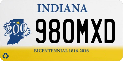 IN license plate 980MXD