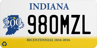 IN license plate 980MZL