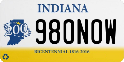 IN license plate 980NOW
