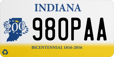 IN license plate 980PAA