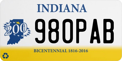 IN license plate 980PAB