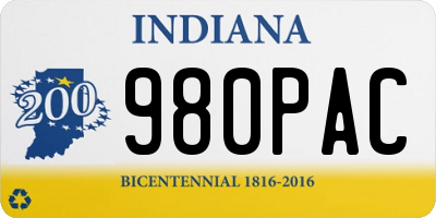 IN license plate 980PAC