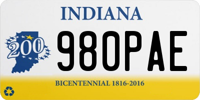 IN license plate 980PAE