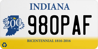 IN license plate 980PAF