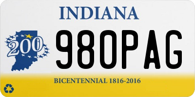 IN license plate 980PAG