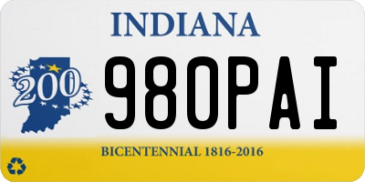IN license plate 980PAI