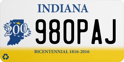 IN license plate 980PAJ